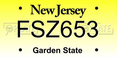 FSZ653 New Jersey License Plate