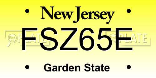 FSZ65E New Jersey License Plate