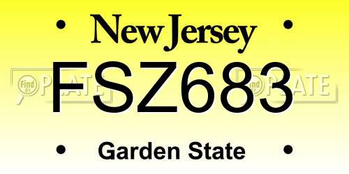 FSZ683 New Jersey License Plate