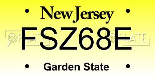 FSZ68E New Jersey License Plate