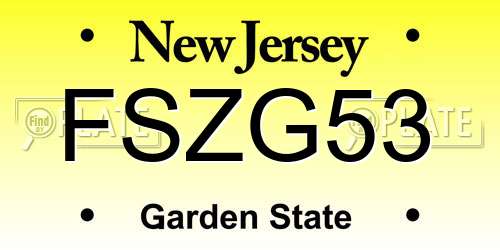FSZG53 New Jersey License Plate