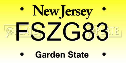 FSZG83 New Jersey License Plate