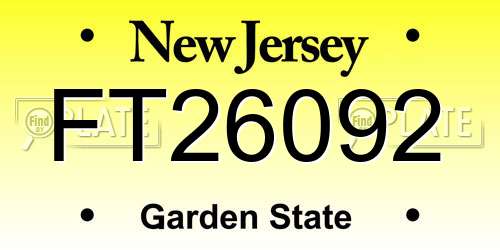 FT26092 New Jersey License Plate