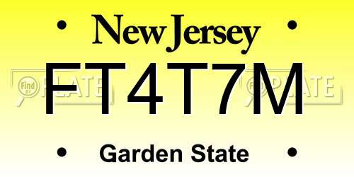 FT4T7M New Jersey License Plate