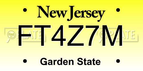 FT4Z7M New Jersey License Plate