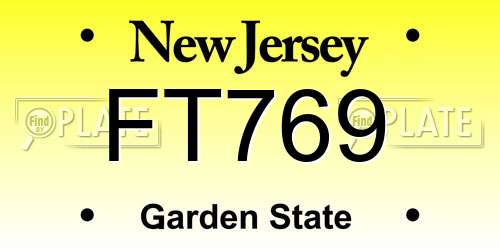 FT769 New Jersey License Plate