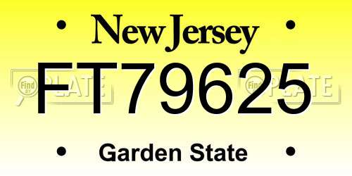 FT79625 New Jersey License Plate