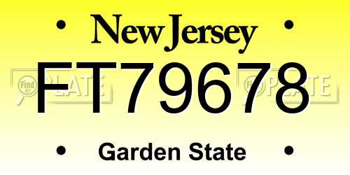 FT79678 New Jersey License Plate