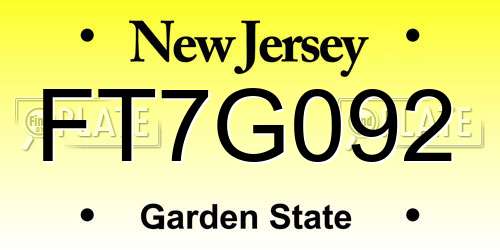 FT7G092 New Jersey License Plate