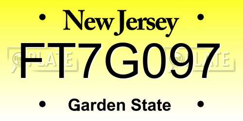 FT7G097 New Jersey License Plate