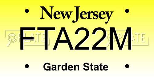 FTA22M New Jersey License Plate