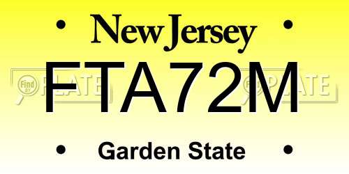 FTA72M New Jersey License Plate