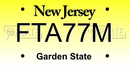 FTA77M New Jersey License Plate