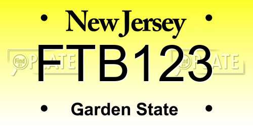 FTB123 New Jersey License Plate