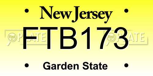 FTB173 New Jersey License Plate