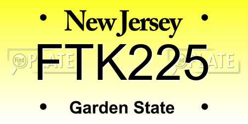 FTK225 New Jersey License Plate
