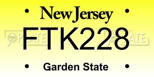 FTK228 New Jersey License Plate