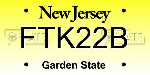 FTK22B New Jersey License Plate