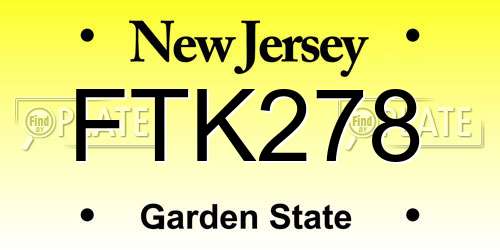 FTK278 New Jersey License Plate