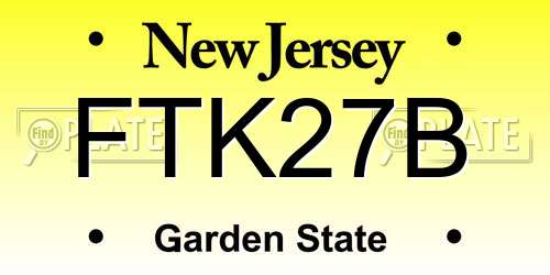 FTK27B New Jersey License Plate