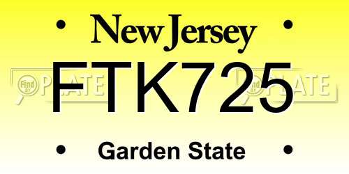 FTK725 New Jersey License Plate