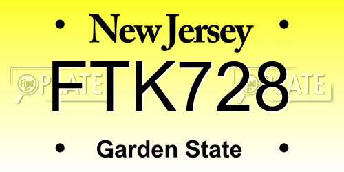 FTK728 New Jersey License Plate