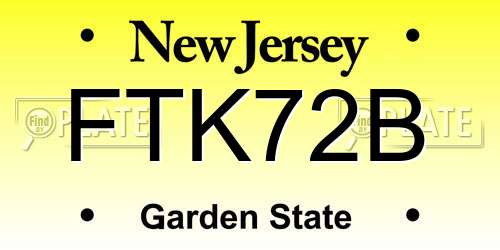 FTK72B New Jersey License Plate