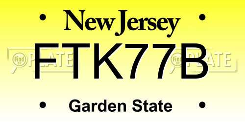 FTK77B New Jersey License Plate