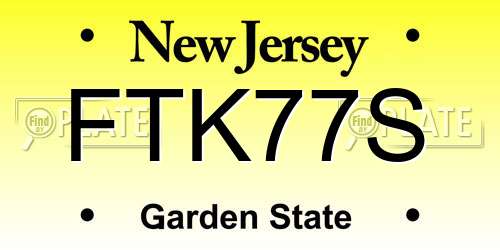 FTK77S New Jersey License Plate