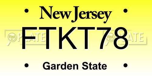 FTKT78 New Jersey License Plate