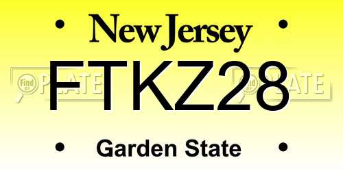 FTKZ28 New Jersey License Plate
