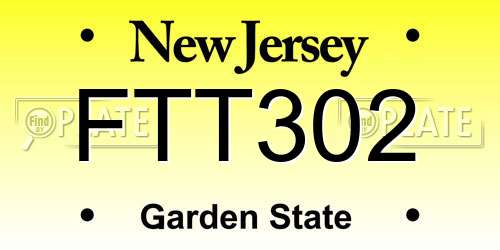FTT302 New Jersey License Plate
