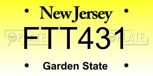 FTT431 New Jersey License Plate