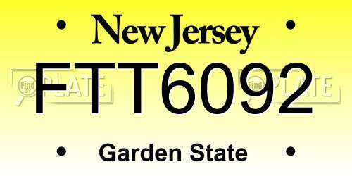 FTT6092 New Jersey License Plate