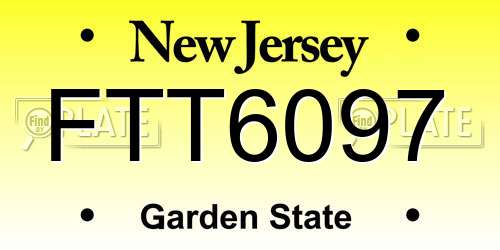 FTT6097 New Jersey License Plate