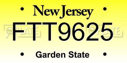 FTT9625 New Jersey License Plate