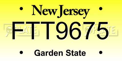 FTT9675 New Jersey License Plate
