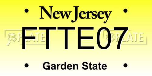 FTTE07 New Jersey License Plate