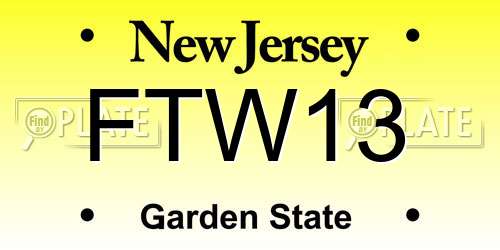 FTW13 New Jersey License Plate