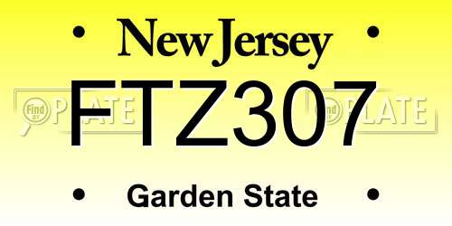 FTZ307 New Jersey License Plate