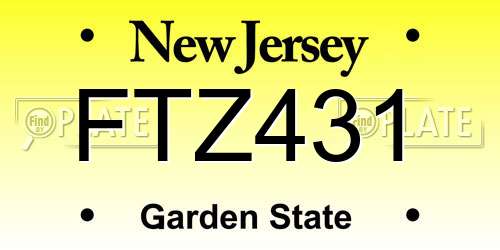 FTZ431 New Jersey License Plate