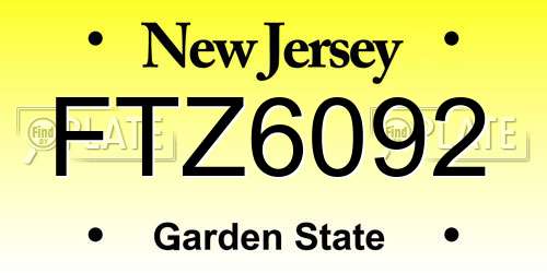FTZ6092 New Jersey License Plate