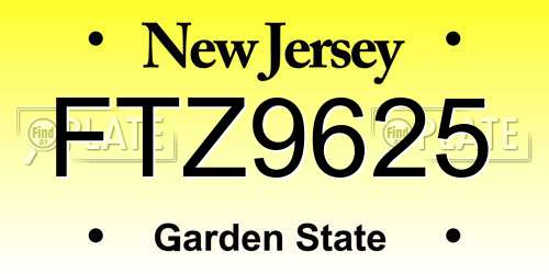 FTZ9625 New Jersey License Plate