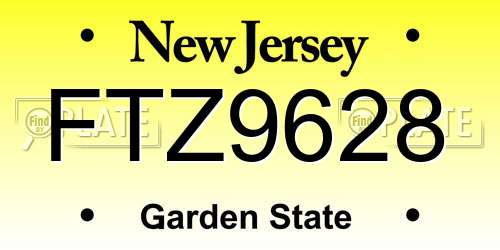FTZ9628 New Jersey License Plate