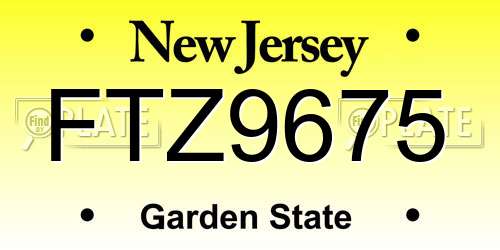 FTZ9675 New Jersey License Plate