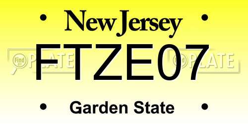 FTZE07 New Jersey License Plate