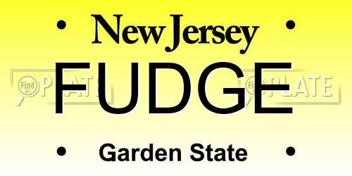 FUDGE New Jersey License Plate