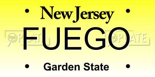 FUEGO New Jersey License Plate