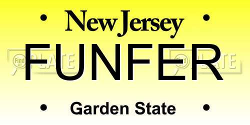 FUNFER New Jersey License Plate