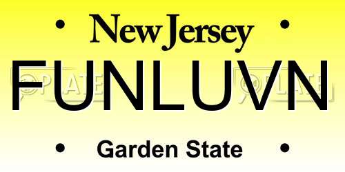 FUNLUVN New Jersey License Plate